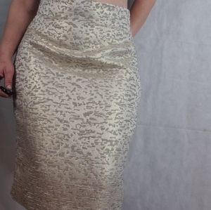 ⁰WORTHINGTON   Gold Midi career skirt size 12